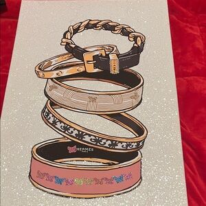 CHANEL Pink, Black & Gold Bracelet Print Art